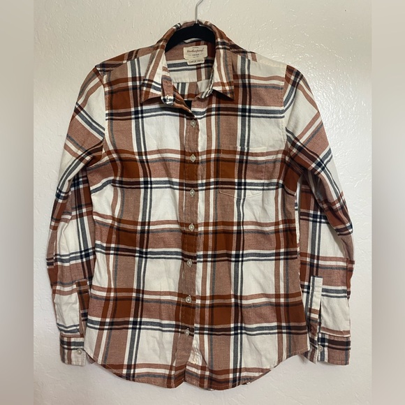 Weatherproof Women’s Plaid Shirt in Brown and White - Picture 1 of 5